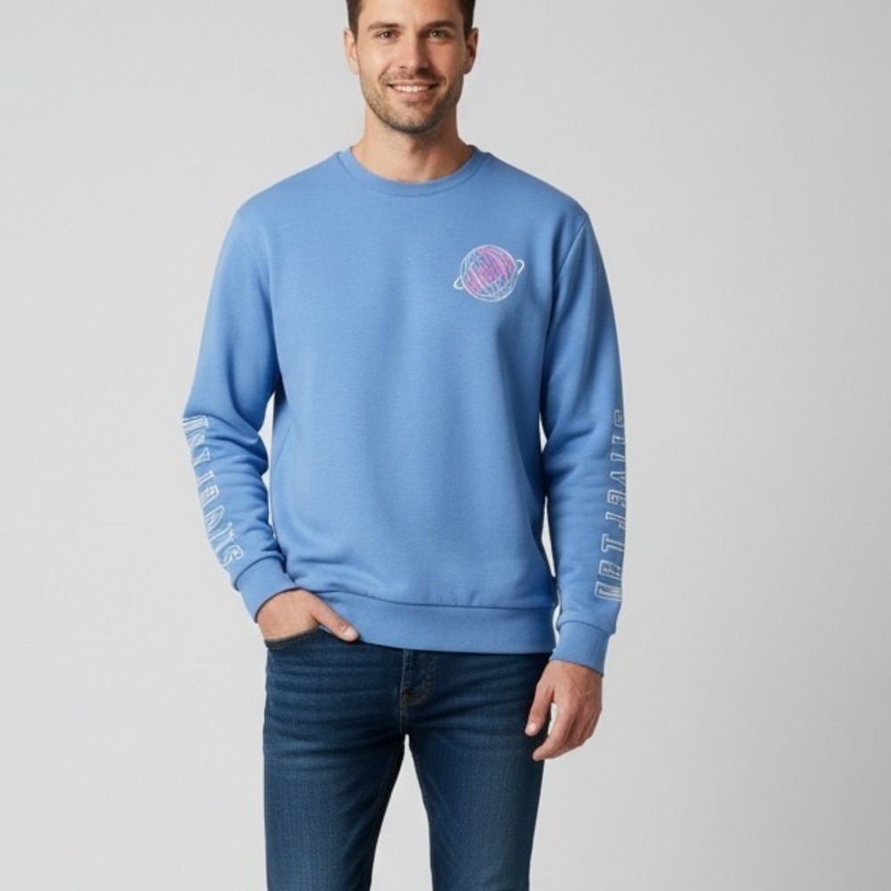 Levi's SilverTab XXL Sweatshirt Blue Planet Graphic Crewneck Pullover Y2K Glob